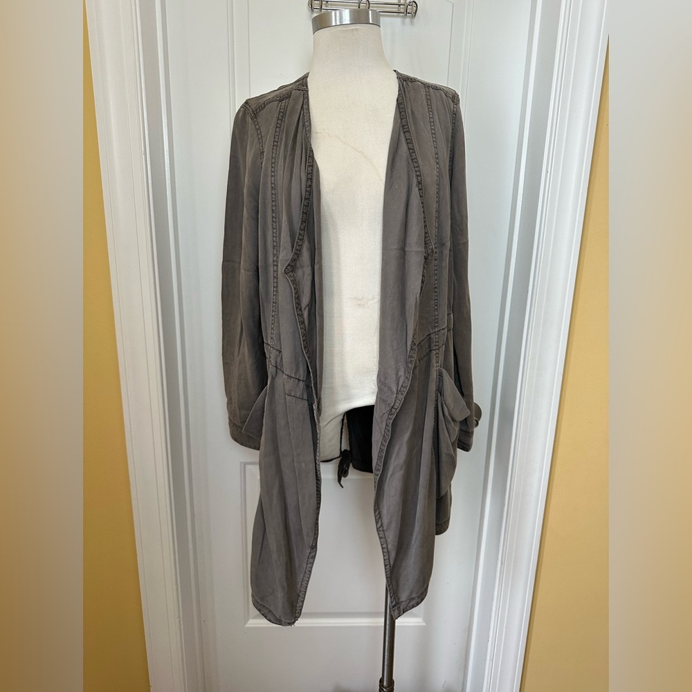 Anthropologie Hei Hei Morgan Open Front Draped Utility Jacket Size Medium Grey